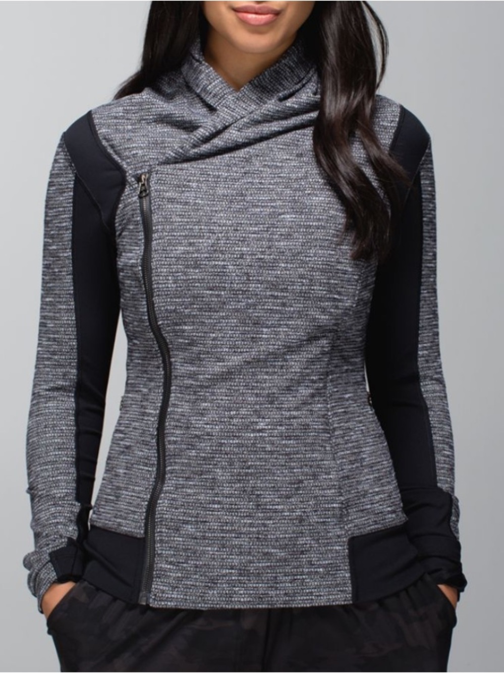 Lululemon Bhakti Yoga Jacket Size 12 Coco Pique Black / Black